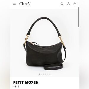CLARE V. Petit Moyen Black Leather Crossbody Bag Gold Hardware like new